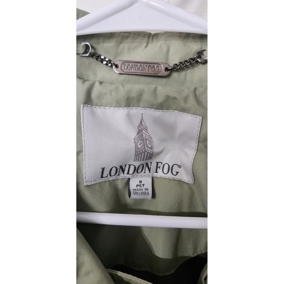 Vintage London Fog Maincoats Women's Green Trench Coat Jacket sz 8P - Picture 2 of 8